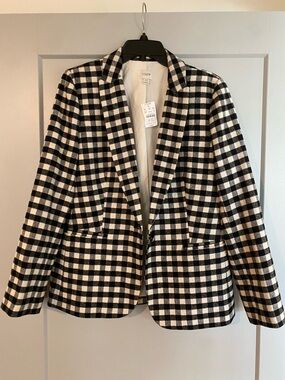 J. Crew Black and White Gingham Blazer